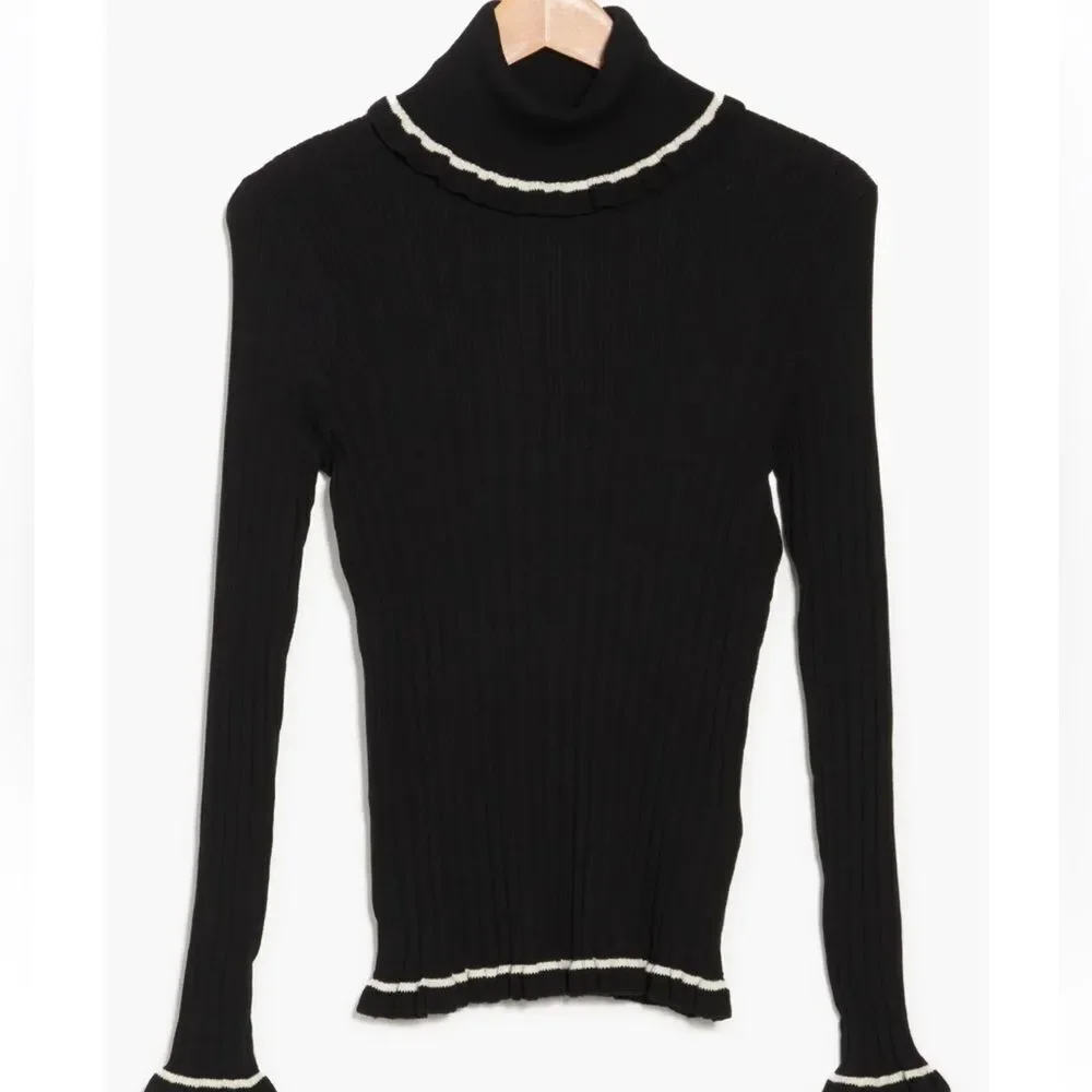 Kate Spade Ribbed Ruffle Trim Turtleneck Sweater!